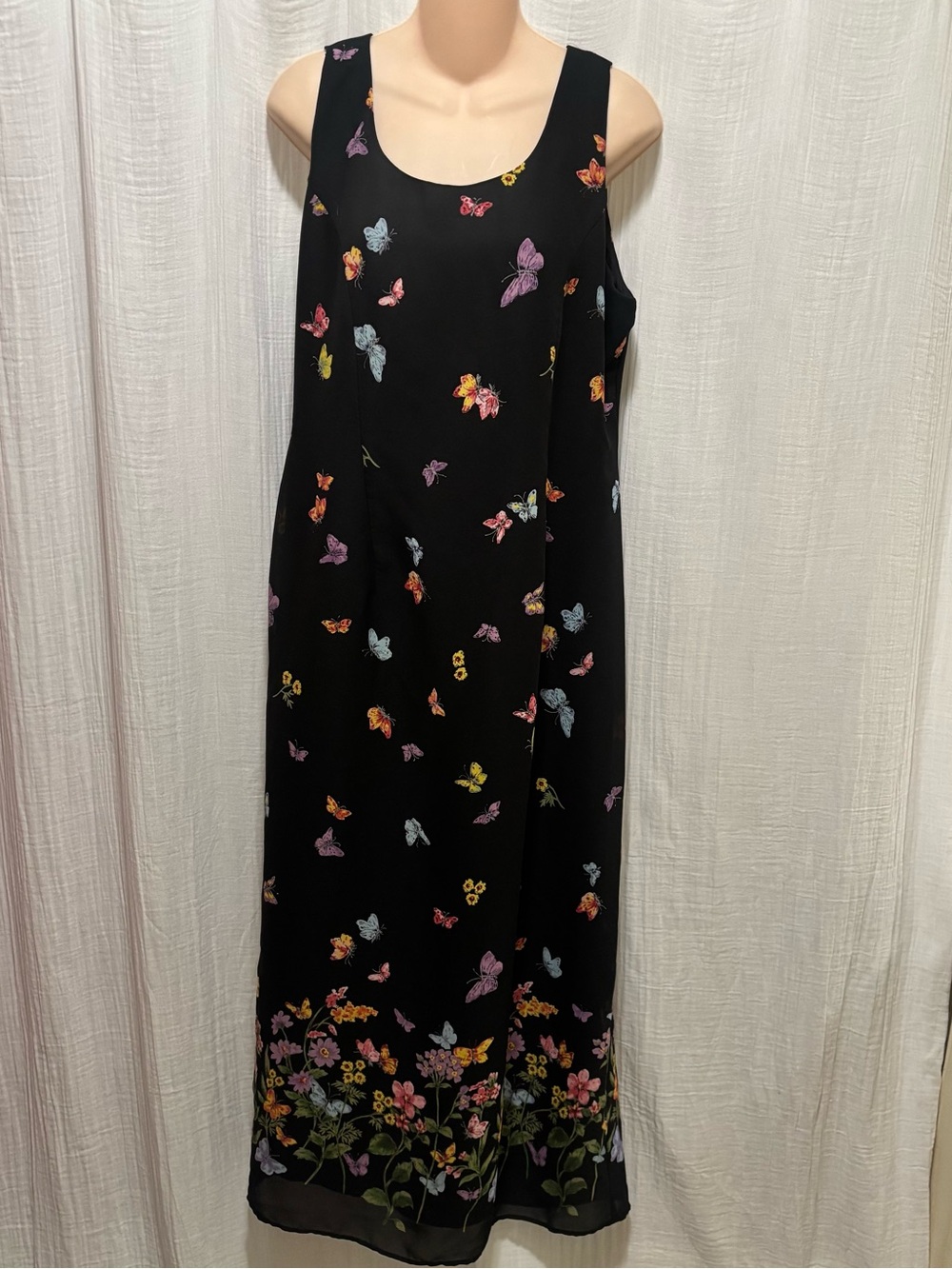 Vintage Positive Attitude Butterfly Maxi Dress Women's Size S